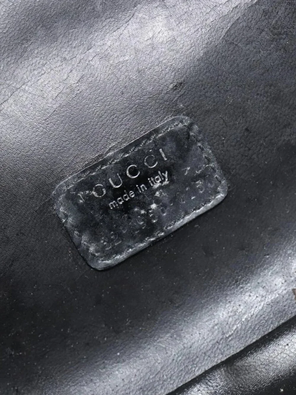 GUCCI Vanity Hand Bag Leather Black Gold 032 1956 0150 Auth ka4794